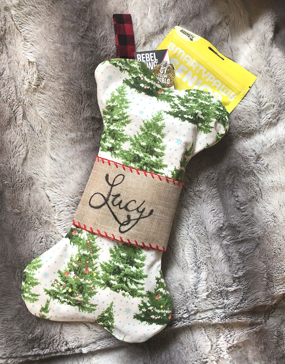 DIY dog bone christmas stocking